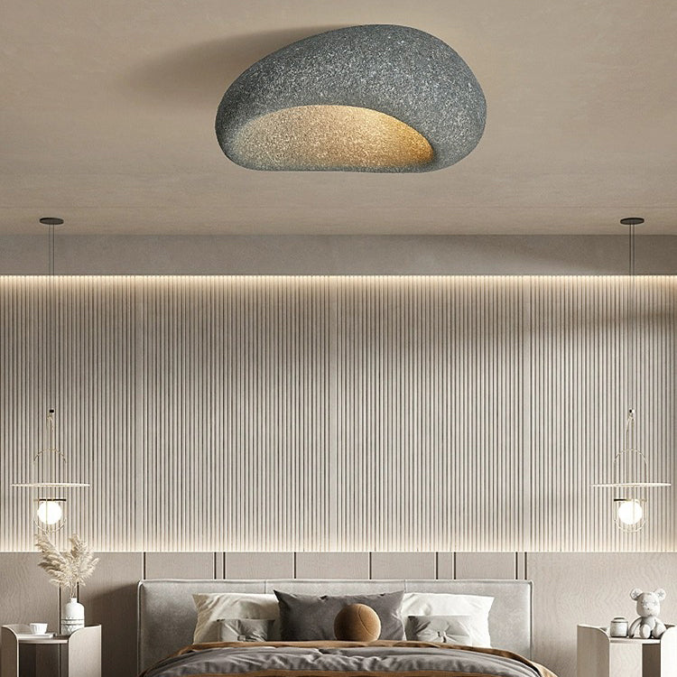 Plafonnier encastré à 1 lumière en mousse japonaise traditionnelle creusée pour salle à manger 