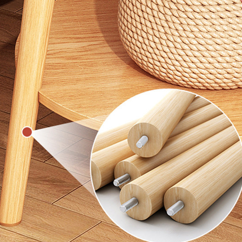 Moderner minimalistischer runder Dreiecksfuß-Couchtisch aus MDF, Massivholz und Kunststoff, 2-stufig, für das Wohnzimmer 