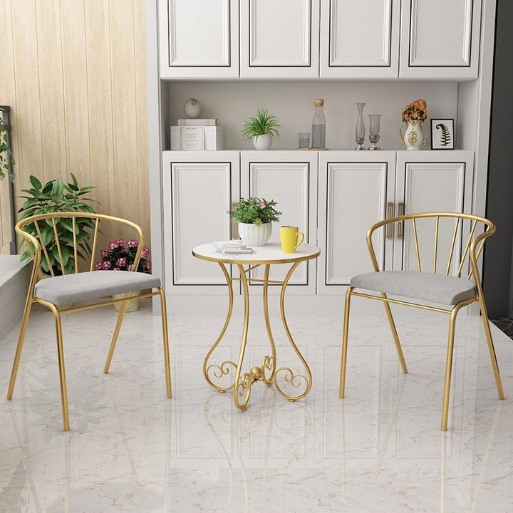 Contemporary Nordic Round Heart Base MDF Metal Coffee Table For Living Room