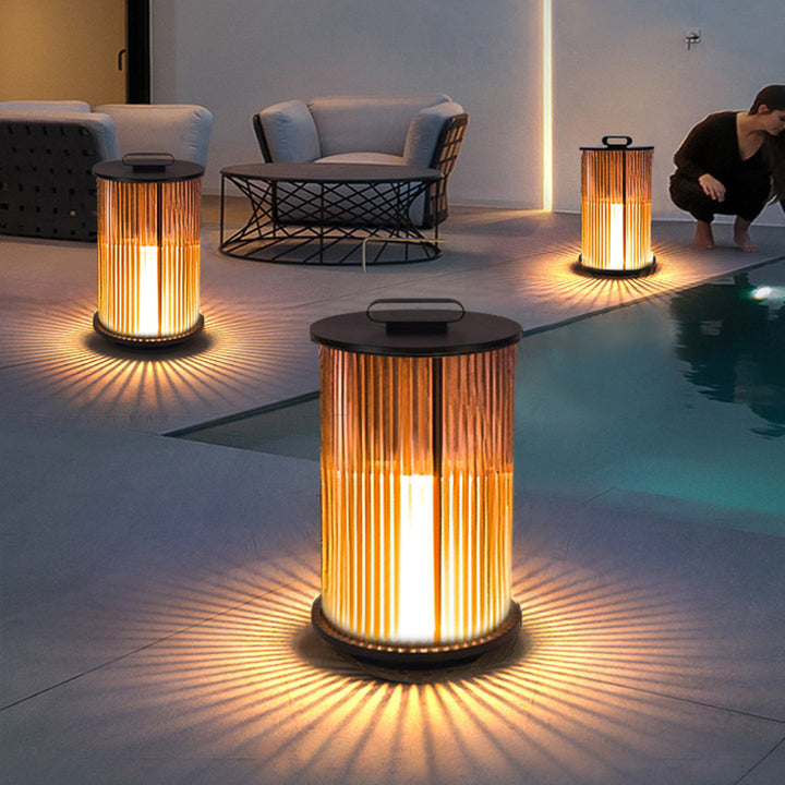 Modern Simplicity Cylinder Glass Steel 1-Light Landscape Light For Outdoor Patio
