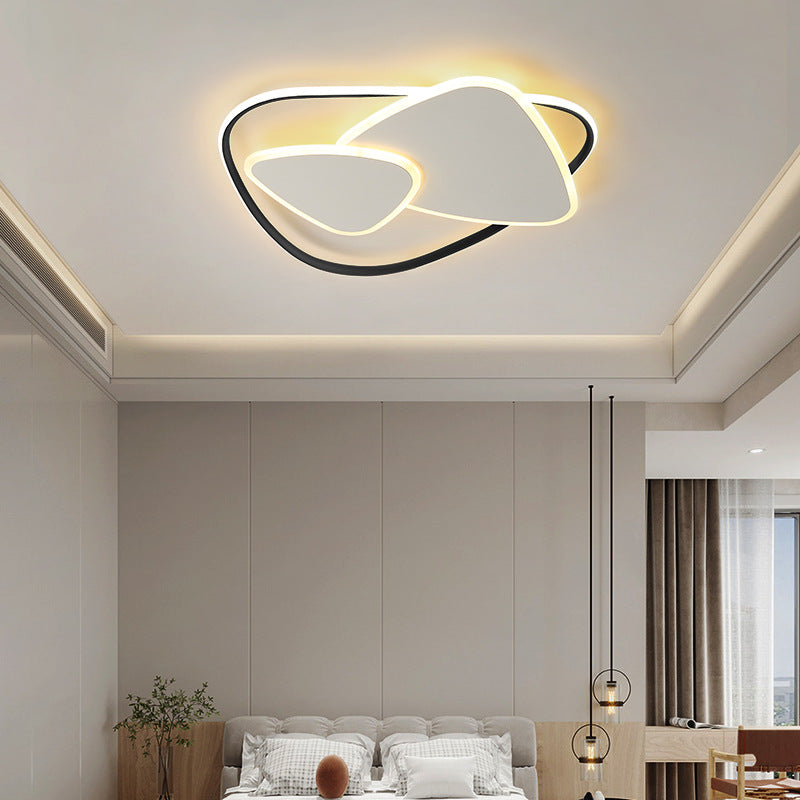 Modern Minimalist Triangle Aluminum Iron Acrylic LED Flush Mount Ceiling Light For Bedroom