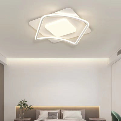 Plafonnier LED en fer carré rond créatif contemporain en PVC pour salon 