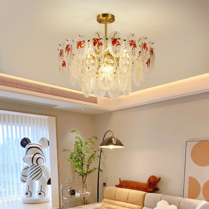 Lustre à 6 lumières en verre avec matériel ovale rond moderne de luxe pour salon 
