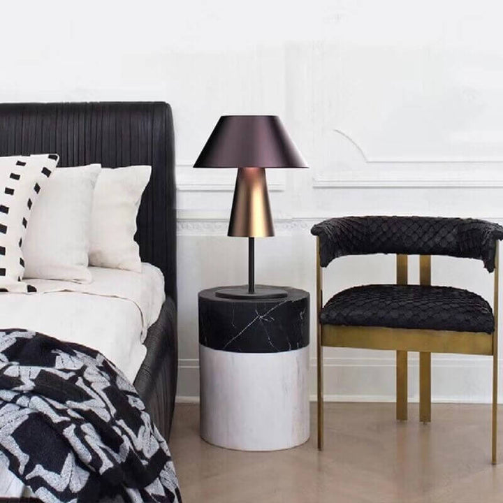Modern Luxury Drum Cone Fabric Iron 1-Light Table Lamp for Bedroom