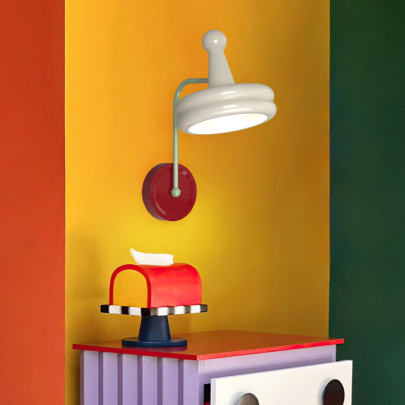 Moderne Einfachheit Runde Eisen Metall 1-Licht Wandleuchte Lampe für Schlafzimmer 