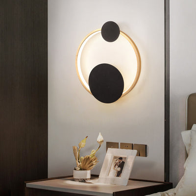 Aplique de pared LED elíptico redondo de hierro y aluminio minimalista moderno para cabecera 