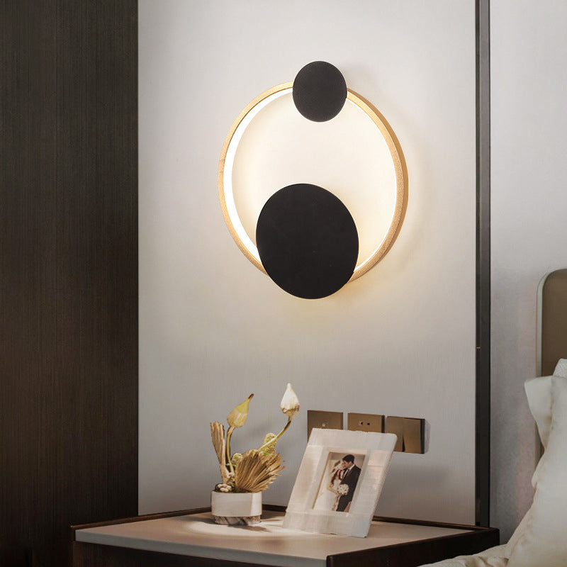 Aplique de pared LED elíptico redondo de hierro y aluminio minimalista moderno para cabecera 