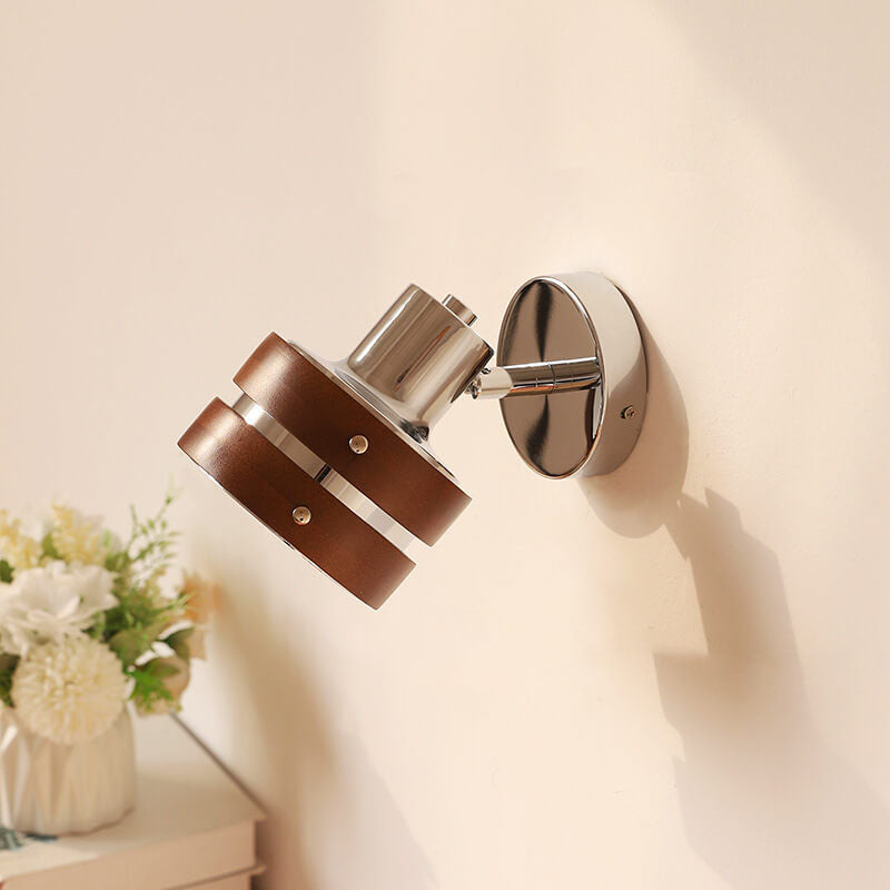 Lámpara de brazo de hierro de nogal retro japonesa de 1 luz Aplique de pared 