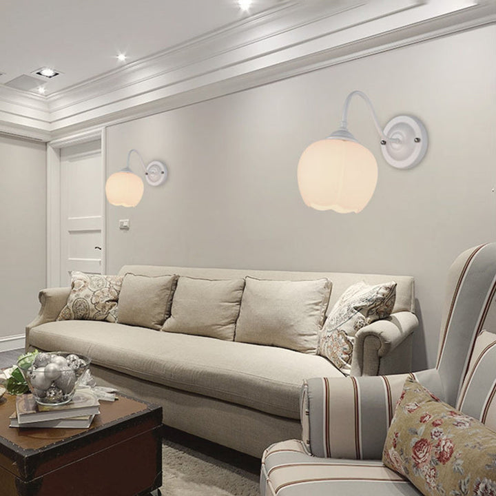 Lámpara Aplique de Pared de 1 Luz de Vidrio de Hierro Floral Moderno Minimalista para Dormitorio 