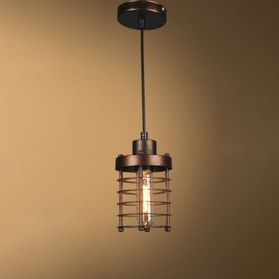 Zeitgenössische industrielle Zylinder aushöhlen Eisen 1-Licht Pendelleuchte für Wohnzimmer 