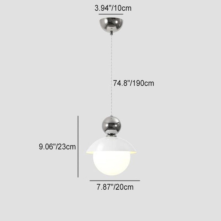 Lámpara Colgante de 1 Luz de Vidrio de Hierro con Globo Redondo Minimalista Moderno para Dormitorio 