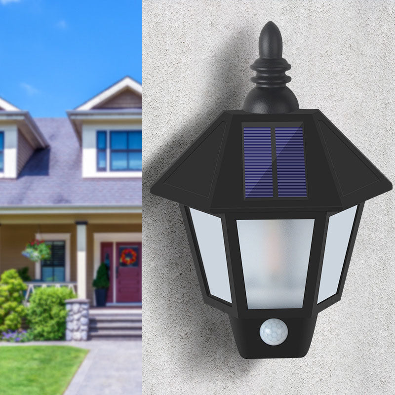 Modern Art Deco Solar Half Hexagonal ABS PC LED Wall Sconce Lamp For Outdoor Patio