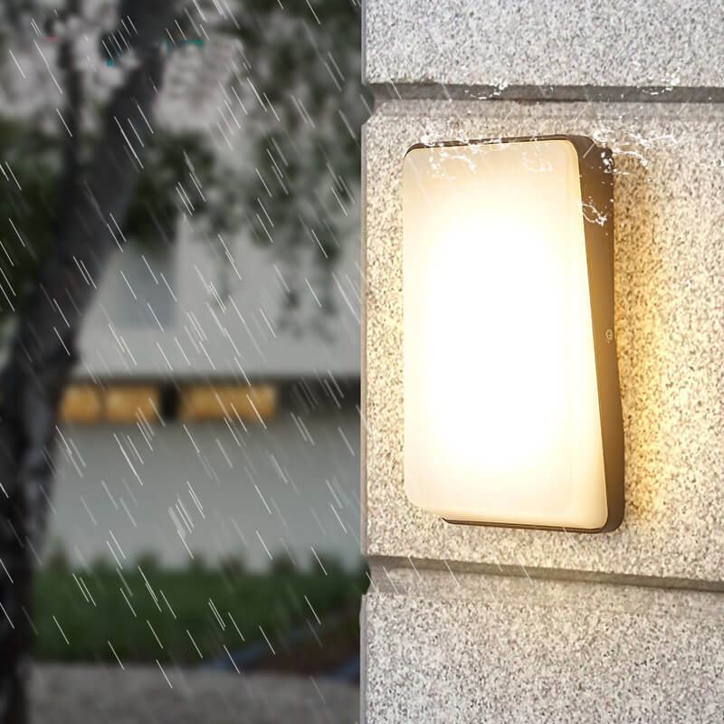 مصباح حائط خارجي مقاوم للماء LED من الألومنيوم بشكل مستطيل بسيط حديث 