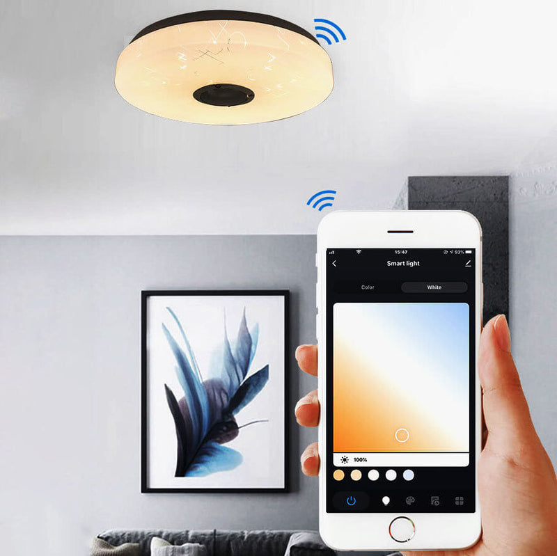 Luz de Montaje Empotrado LED Redonda Blanca Minimalista Moderna con Control Inteligente por APP y Bluetooth 