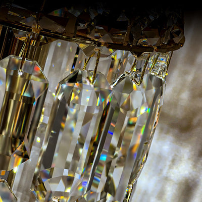 Art Déco Moderne Cylindre Matériel Cristal 1-Lumière Suspension Pour Salon 