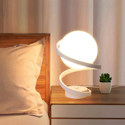 Modern Minimalist Curved Shape Ball Iron Acrylic LED Table Lamp