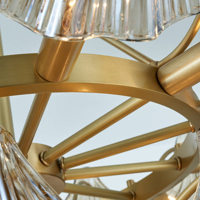 Zeitgenössische Luxus Ast Blatt Alle Kupfer Glas 3/6/8 Licht Kronleuchter Für Wohnzimmer 