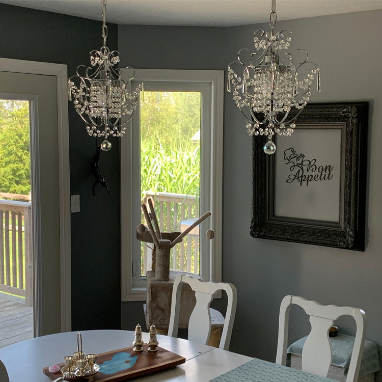 Suspension Luminaire en Cristal de Fer Côté Traditionnel de Luxe à 1 Lumière pour Salon 