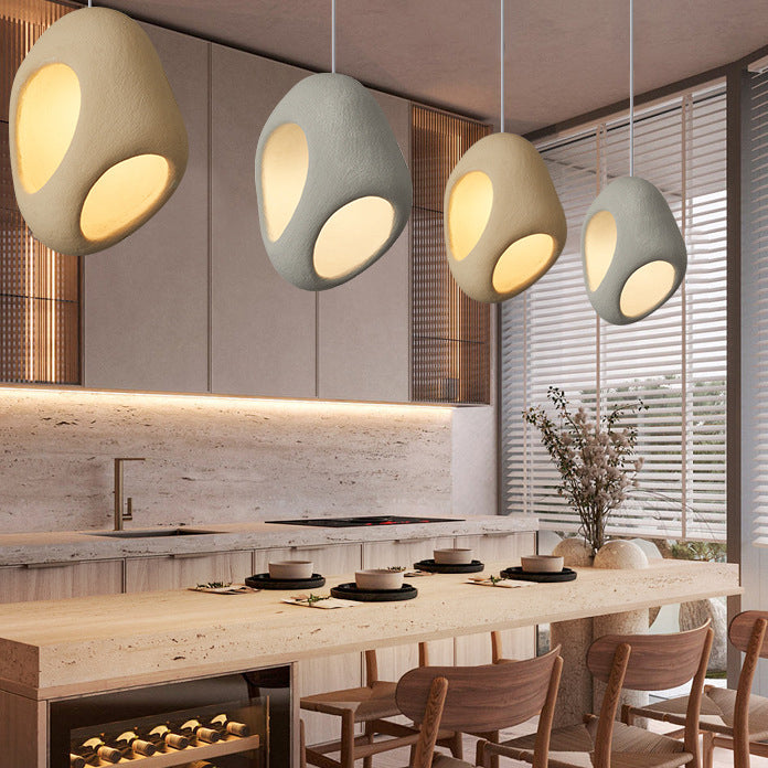 Lustre suspendu à 1 lumière en polystyrène à armature en fer japonais traditionnel pour salle à manger 