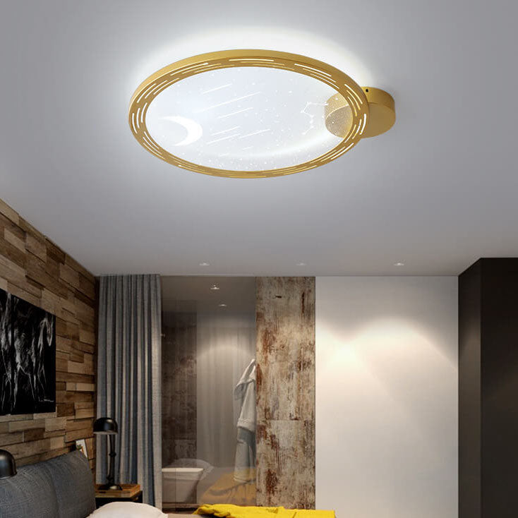 Nordic Modern Minimalist Round Star Moon Iron Aluminum Acrylic LED Flush Mount Ceiling Light