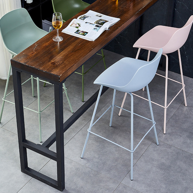 Simplicité Contemporaine Tabouret de Bar en Plastique Courbé Couleur Unie avec Dossier et Repose-pieds pour Salle à Manger 