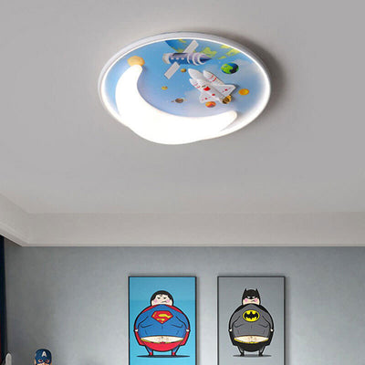 Nordic Minimalist Cartoon Resin Round LED Flush Mount Ceiling Light