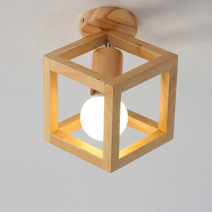 Japanischer minimalistischer hohler geometrischer Würfel 1-Licht Semi-Flush-Mount-Deckenleuchte 
