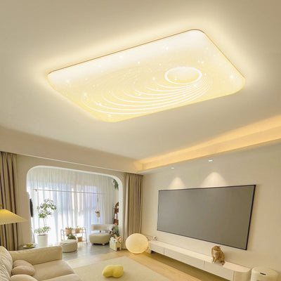 Moderne minimalistische Creme Rechteck Eisen PVC LED Unterputz Deckenleuchte für Wohnzimmer 