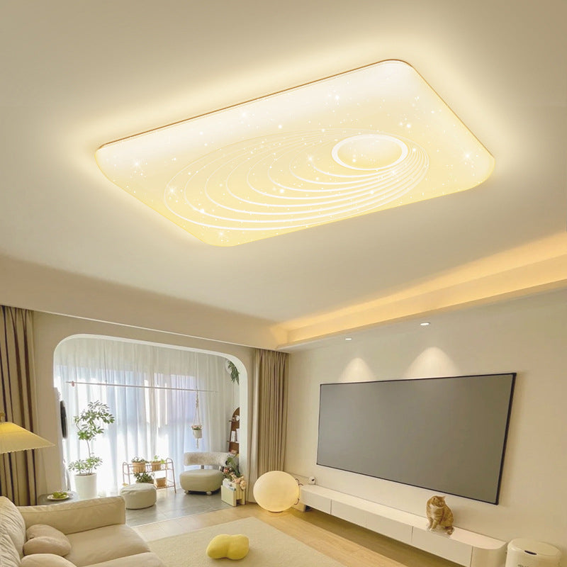 Moderne minimalistische Creme Rechteck Eisen PVC LED Unterputz Deckenleuchte für Wohnzimmer 
