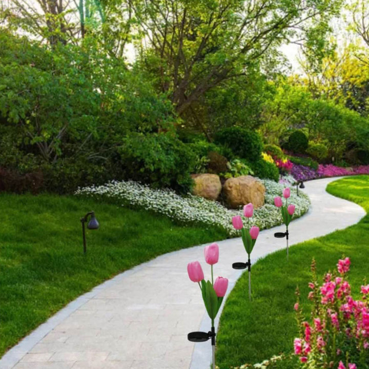 Contemporary Creative Outdoor Solar Tulip LED Waterproof Lawn Ground Decorative Insert Landscape Light