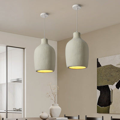 Traditionelle japanische Fiberglas-Eisenflasche, runde 1-flammige Pendelleuchte für Esszimmer 