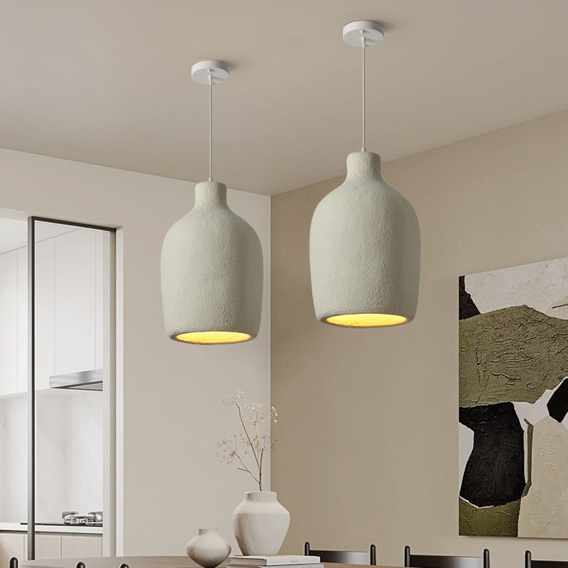 Traditionelle japanische Fiberglas-Eisenflasche, runde 1-flammige Pendelleuchte für Esszimmer 