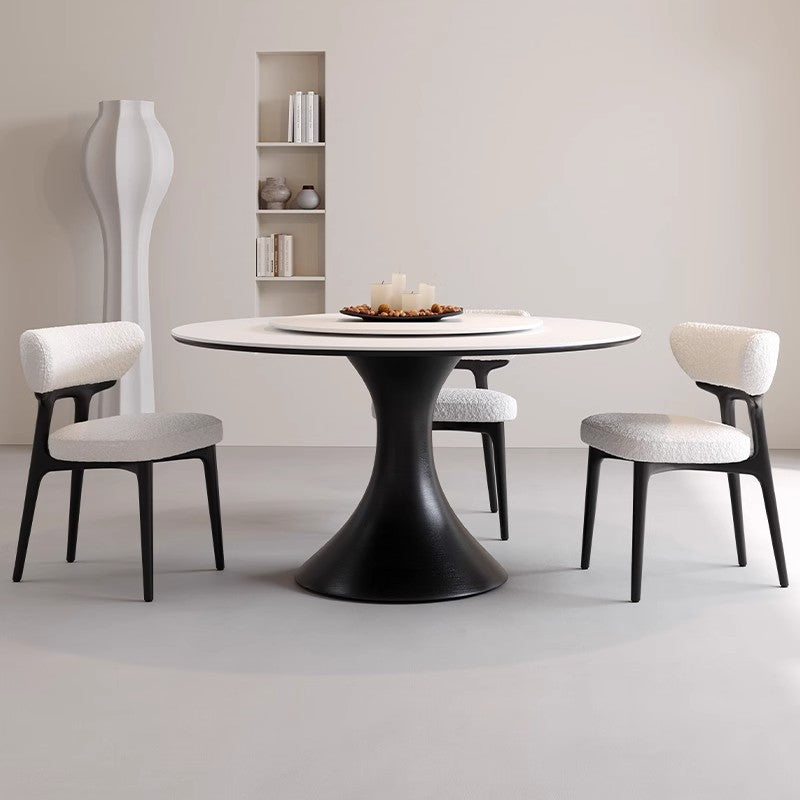 Moderner minimalistischer quadratischer Stuhl aus Lammwolle, Leder, Holz und Schaumstoff mit Rückenlehne für das Wohnzimmer 