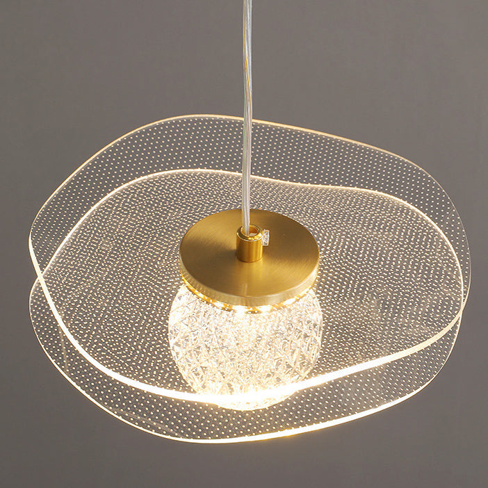 Suspension LED de chambre avec abat-jour sphérique en acrylique à volants de luxe contemporain 