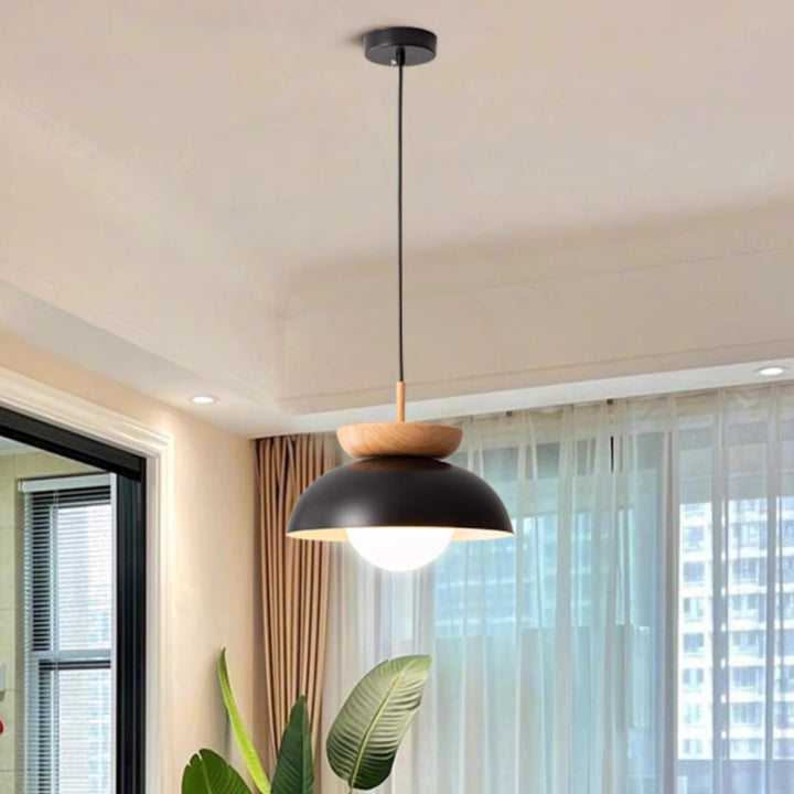 Lustre suspendu rond minimaliste moderne en fer à 1 lumière pour salon 