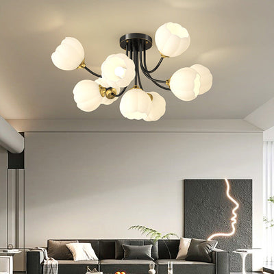 Zeitgenössische Creative Pod Kupferglas 7/9 Licht Halbbündige Deckenleuchte für Wohnzimmer 