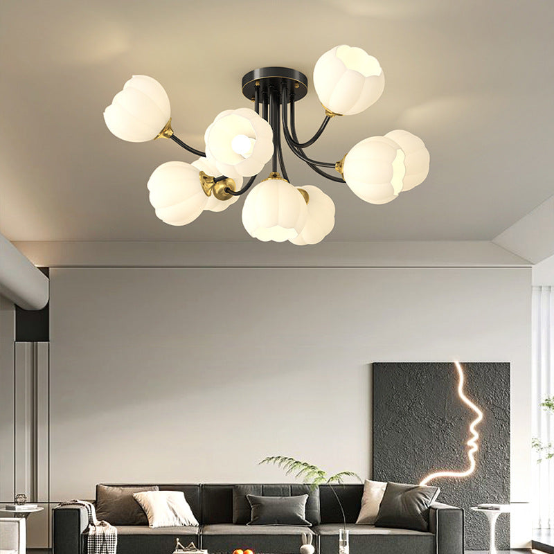Zeitgenössische Creative Pod Kupferglas 7/9 Licht Halbbündige Deckenleuchte für Wohnzimmer 