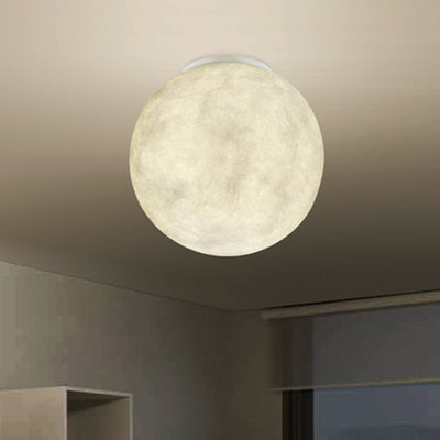 Creative Simplicity Star Moon Design Glass Shade Resin LED Flush Mount Ceiling Light