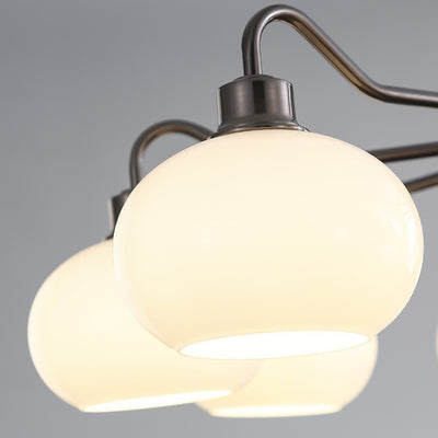 Moderner Mid-Century Persimmon Glasschirm Hardware 6/8-Licht Kronleuchter für Wohnzimmer 