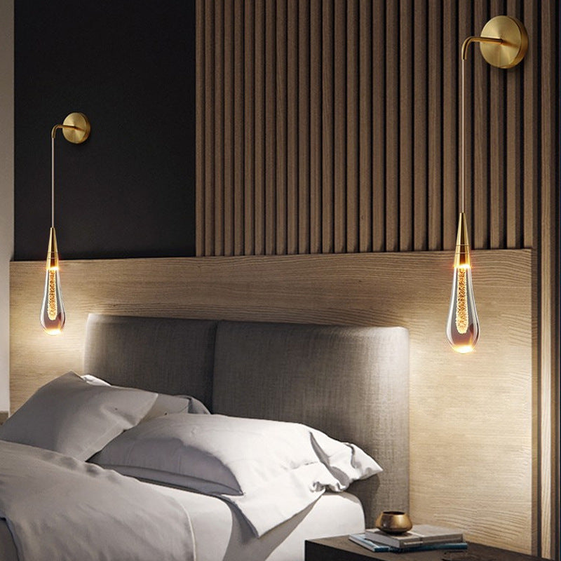 Modern Luxury Teardrop Shape Crystal LED Wall Sconce Lamp For Bedroom