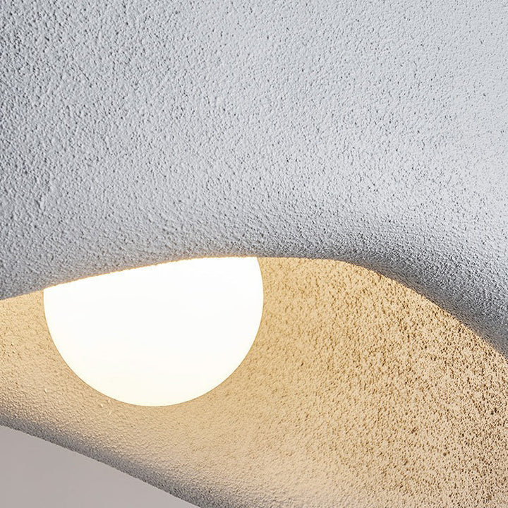 Suspension lumineuse 1 lumière avec texture de pierre simulée en résine japonaise traditionnelle pour salon 