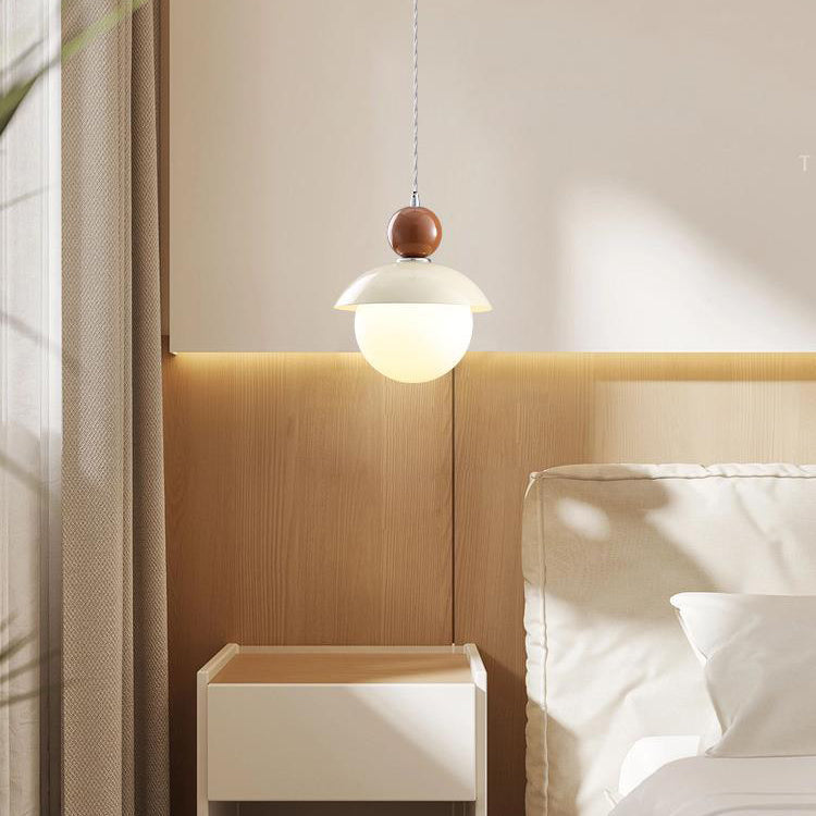 Lámpara Colgante de 1 Luz de Vidrio de Hierro con Globo Redondo Minimalista Moderno para Dormitorio 