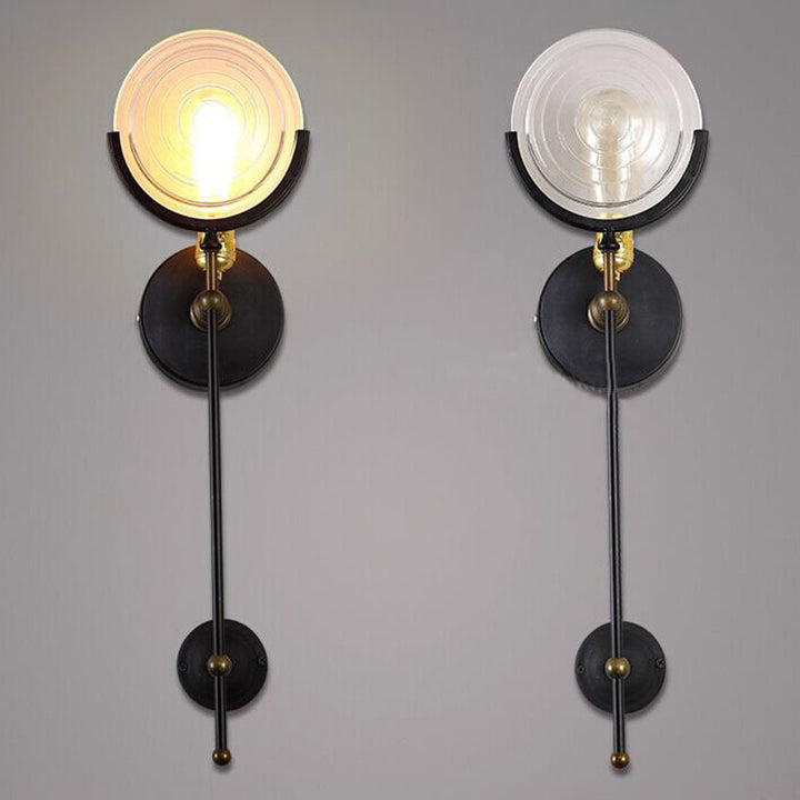 Contemporary Industrial Iron Glass Round Disc 1-Light Wall Sconce Lamp For Dining Room