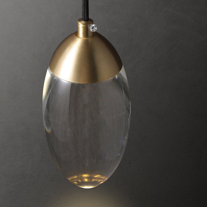 Applique murale LED au design minimaliste et luxueux avec cristal ovale en forme de goutte d'eau 