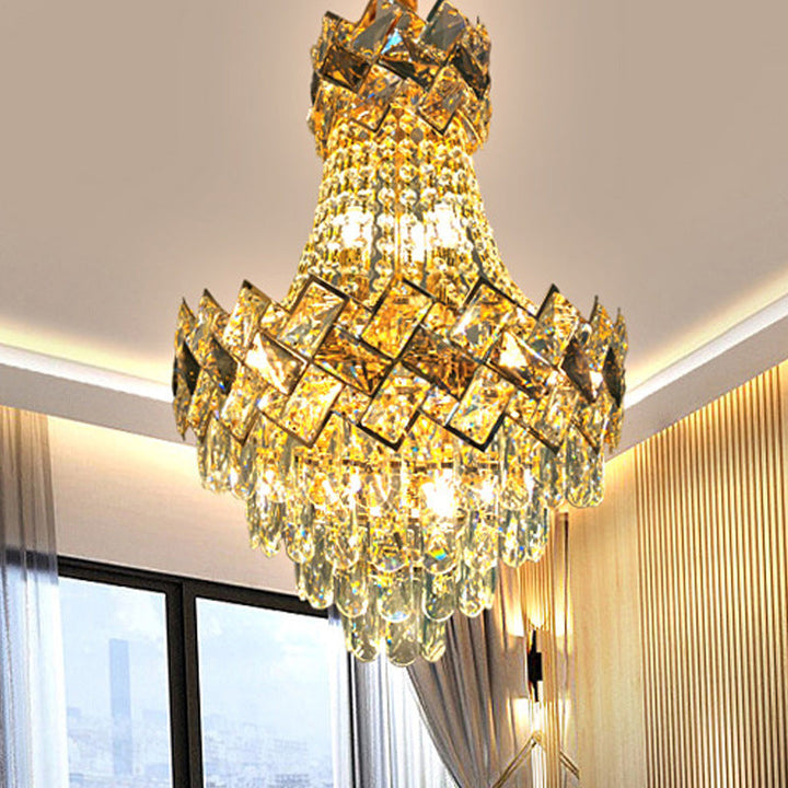 Lámpara de Araña de Cristal de Lujo Contemporáneo con 9/12 Luces para Sala de Estar 