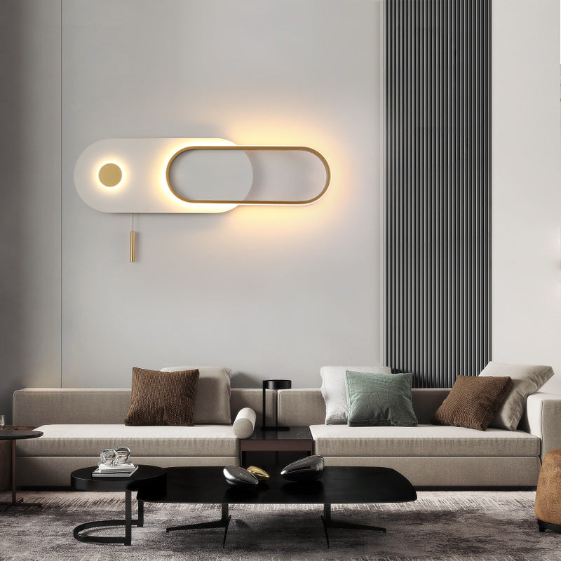 Moderne minimalistische ovale Eisen Acryl LED Wandleuchte Lampe für Schlafzimmer 