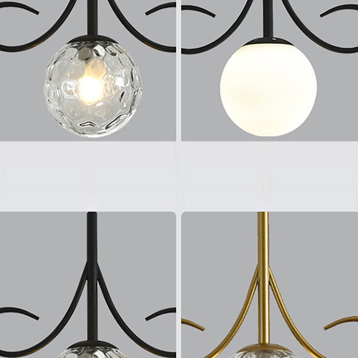 Lustre suspendu à 1 lumière en fer avec abat-jour en verre moderne et luxueux pour salon 