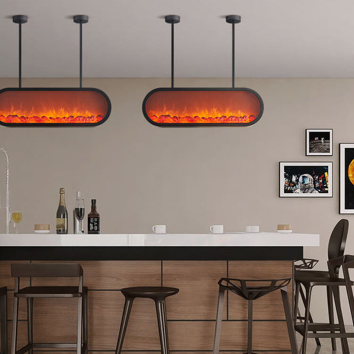 Moderne einfache Schmiedeeisen-Imitations-Ofen-LED-Insel-Licht-Kronleuchter 