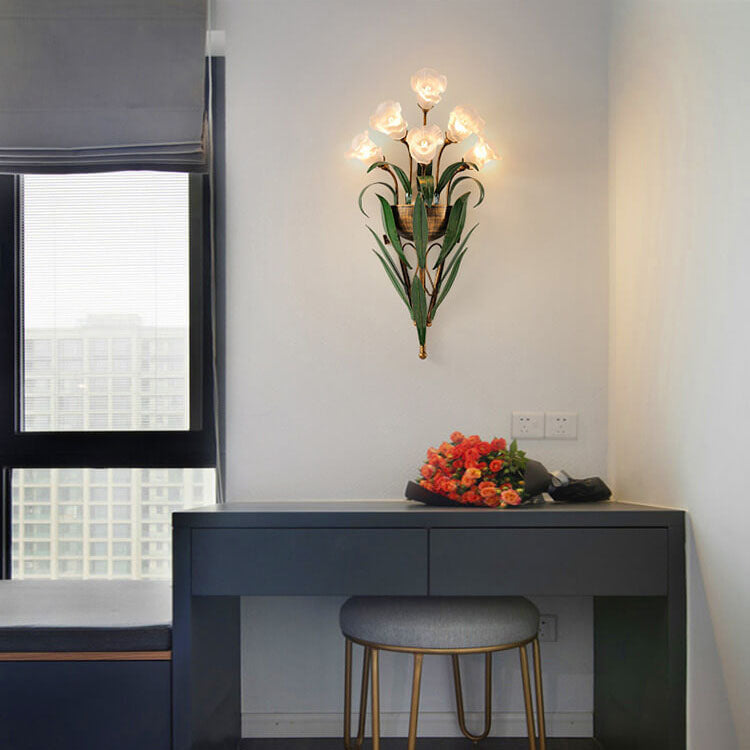 Modern Minimalist Glass Flower 6/10-Light Wall Sconce Lamp