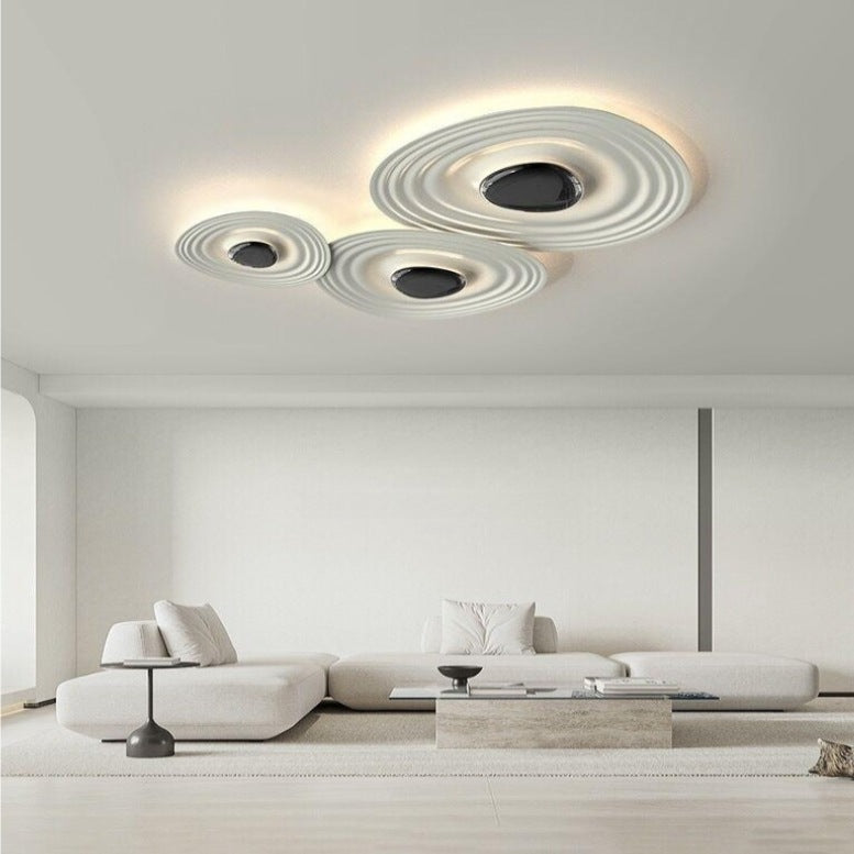 Plafonnier LED en aluminium ovale à ondulation d&